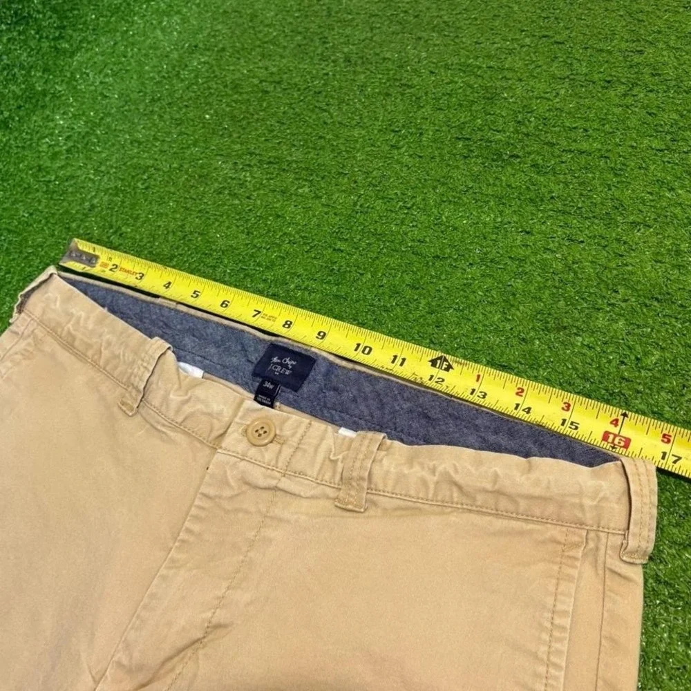 J. Crew Flex Chico Shorts Size 34W‎ Khaki Flat Front Cotton Stretch preppy short